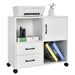Home Office Mobile File Cabinet with 2 Drawers 2 Open Shelves and Door