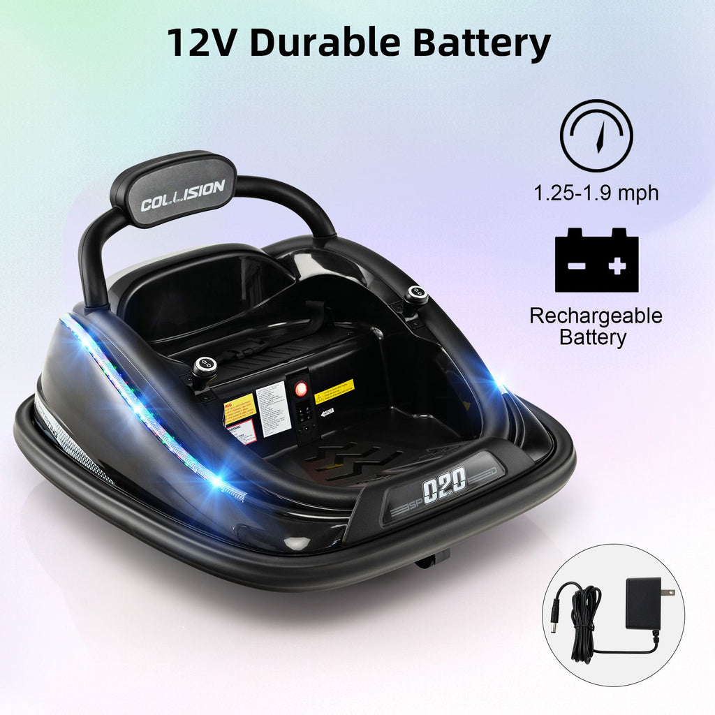 SEDOL 12V High-Performance Kids Bumper Car with 360° Zero-Turn Dual Joysticks 30m Parental Remote Override and Shock-Absorbing Elastic Bumper