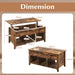 Rising Center Table with Lift Top Hidden Compartment