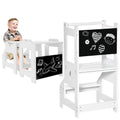SEDOL 2-in-1 Montessori Convertible Learning Tower & Weaning Table with Integrated Chalkboard – Space-Saving Kitchen Helper Stool with Safety Guardrails
