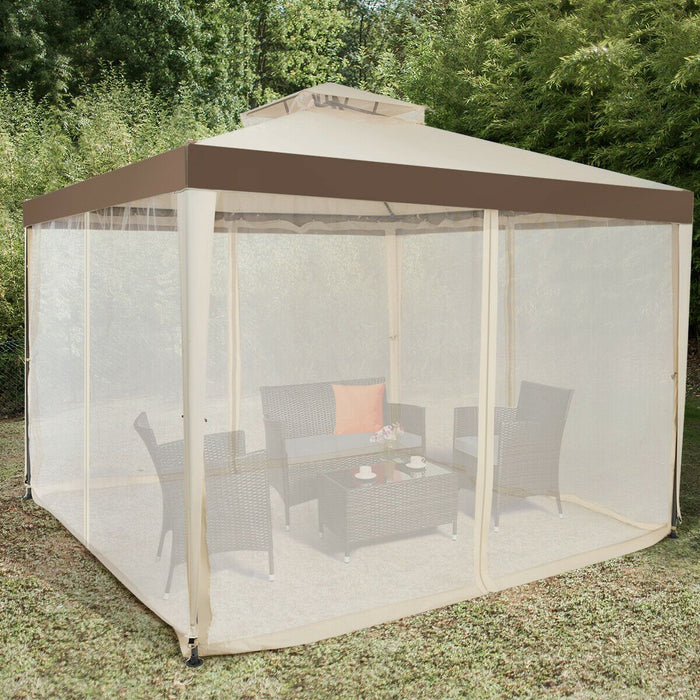 10x10ft Double-Tier Garden Gazebo with Vented Roof