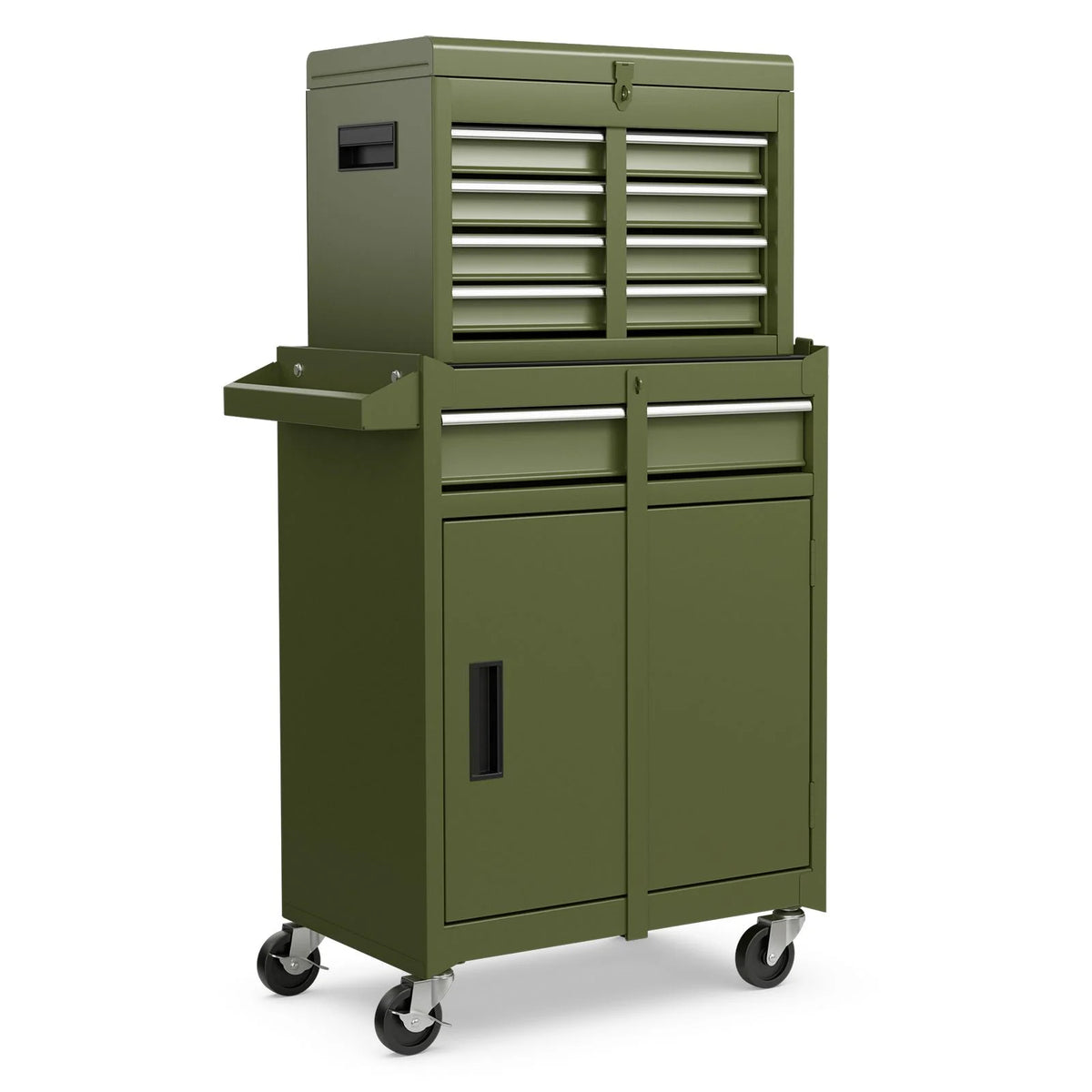 High-Capacity Rolling Tool Cabinet – Lockable Wheels, Metal 2‑in‑1 Chest & Base