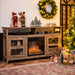 Living Room Console Table for Tvs with Wooden Fireplace and 2 Cabinets