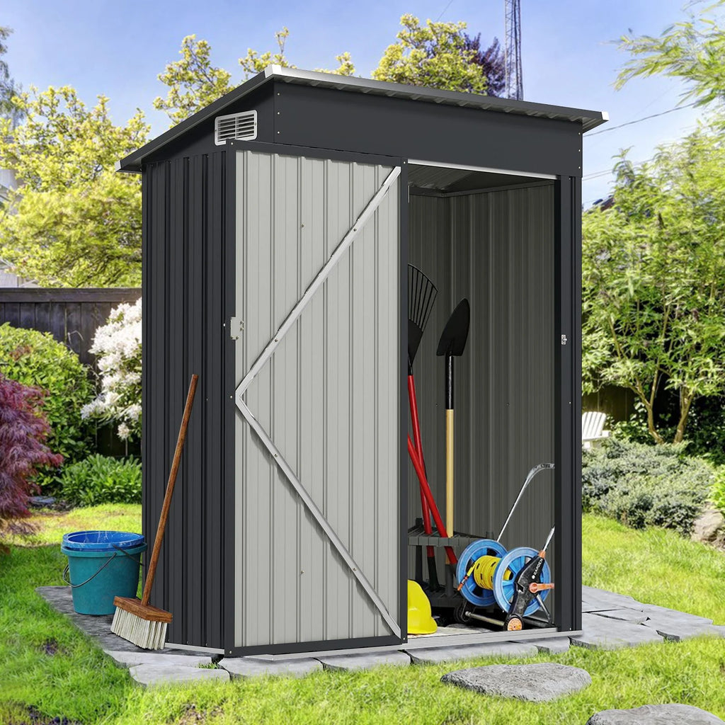 All-Weather Outdoor Storage Shed – Waterproof Garden Utility Cabinet with Sloping Roof