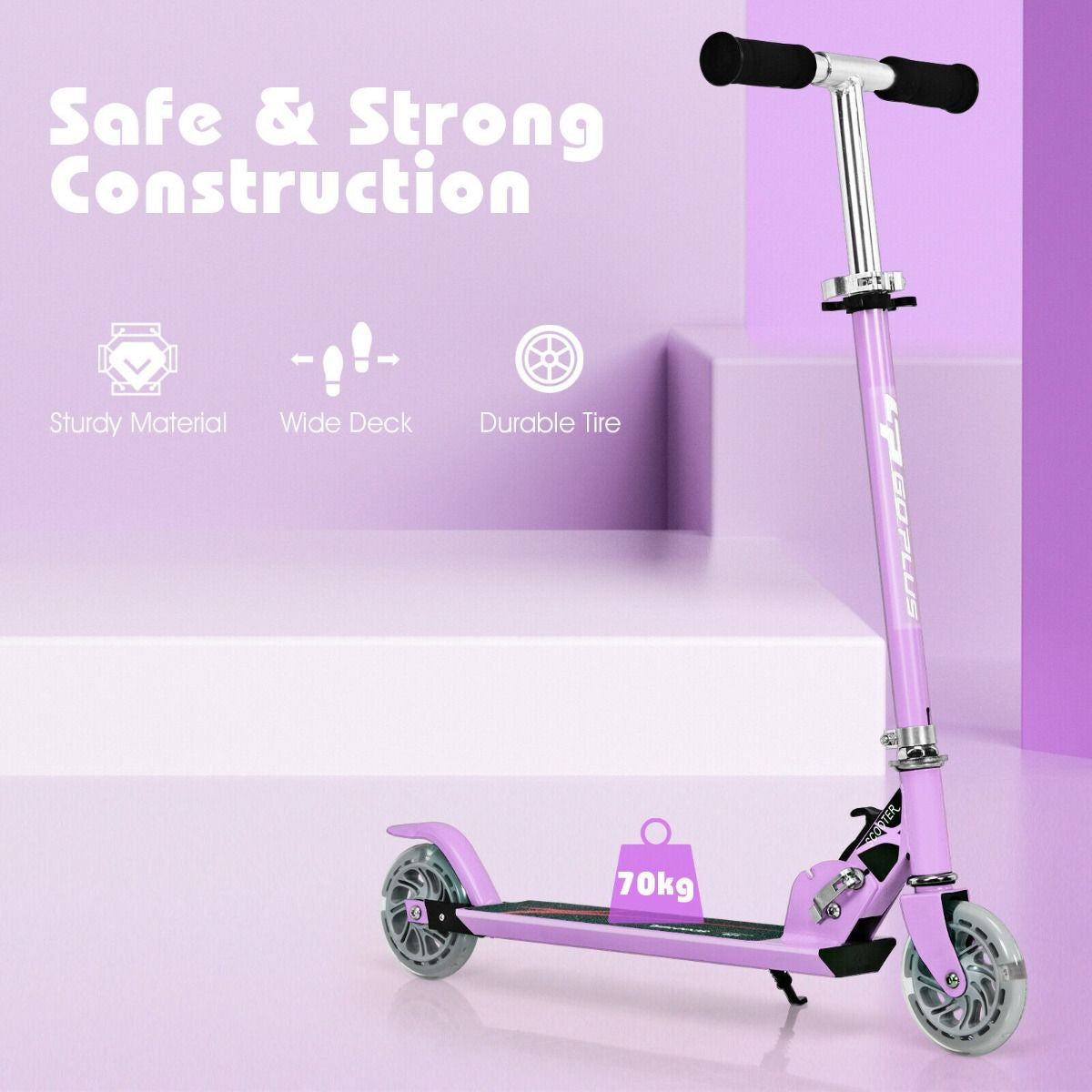 Aluminium Folding Stunt Scooter with LED Wheels – Kids T-Bar Kick Scooter