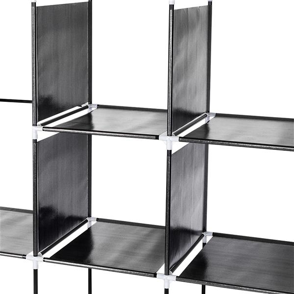 67" Portable Clothes Wardrobe – 12-Shelf Fabric Closet Organiser (Black)