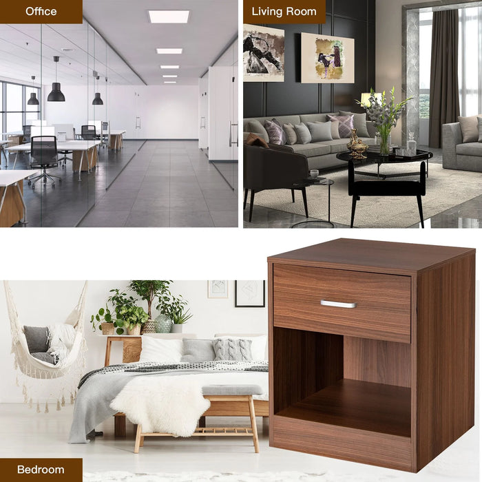 2-Tier Nightstand with Drawer and Open Component