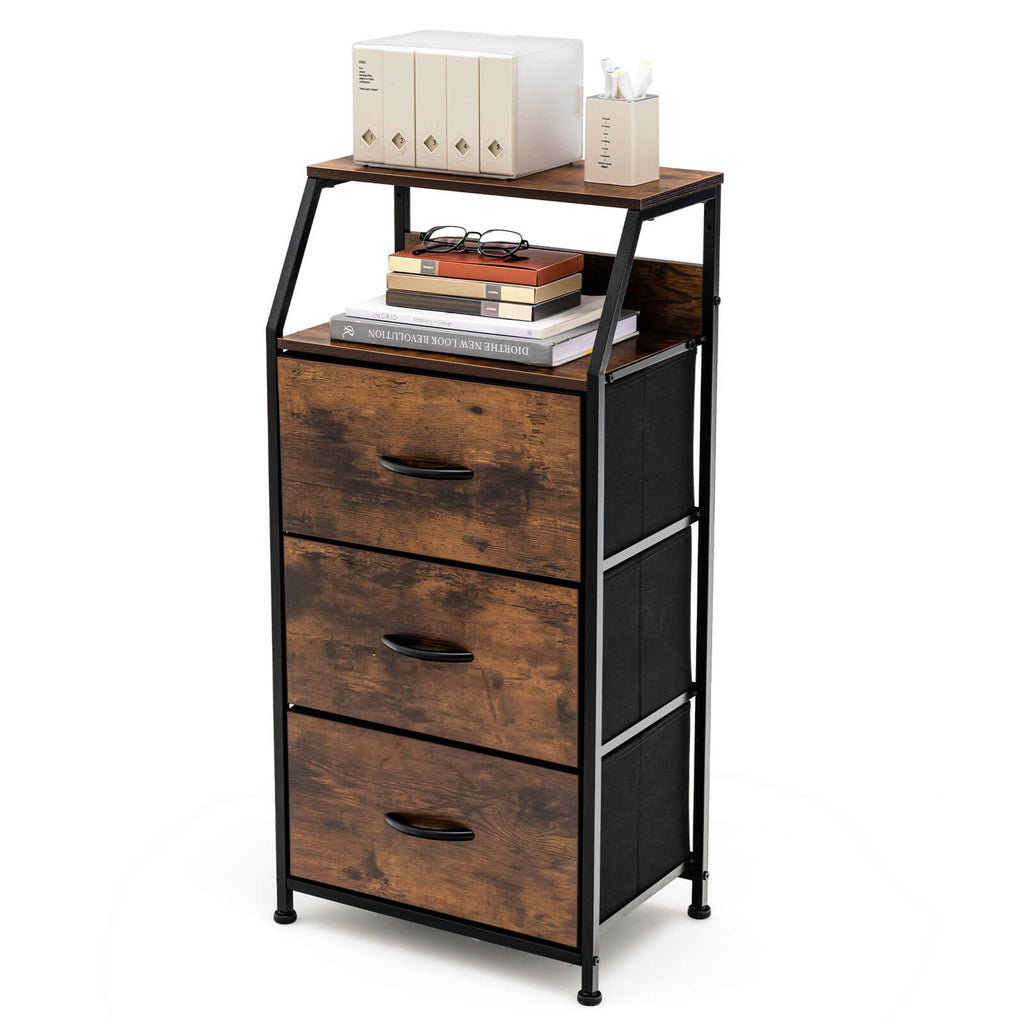 3 Drawer Organizer Unit with Wooden Top and Front