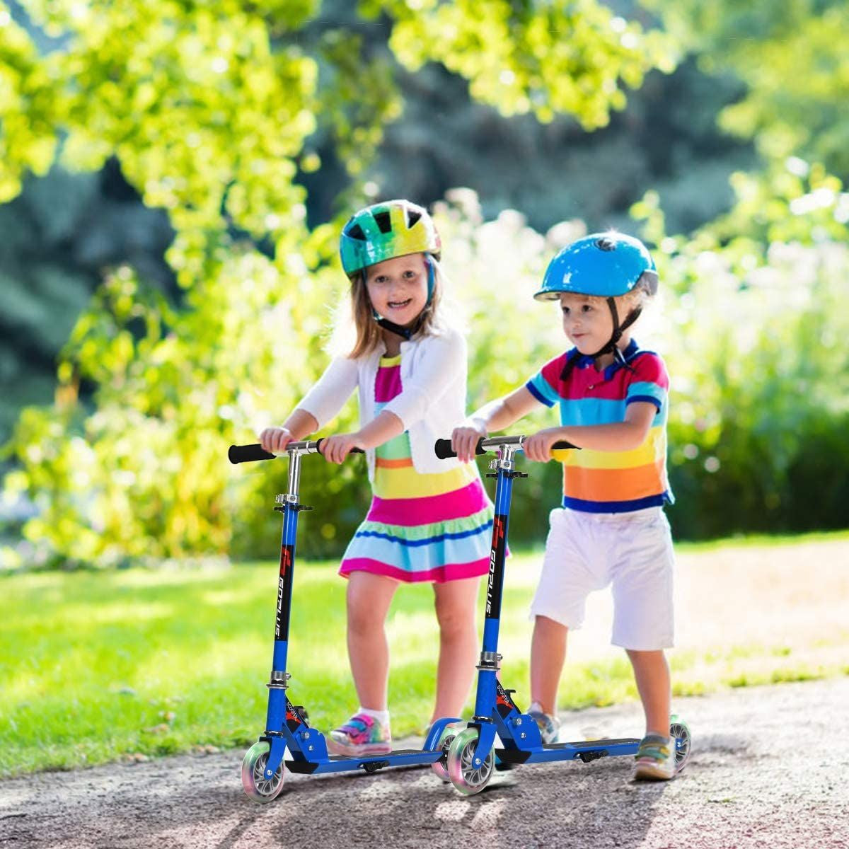 Aluminium Folding Stunt Scooter with LED Wheels – Kids T-Bar Kick Scooter