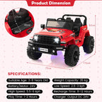 SEDOL 24V Double-Seater High-Power Kids Ride-On Truck with Parental Remote Control Dual High-Speed Motors LED Light Bars and 2-Hour Long-Play Battery – 35kg Capacity