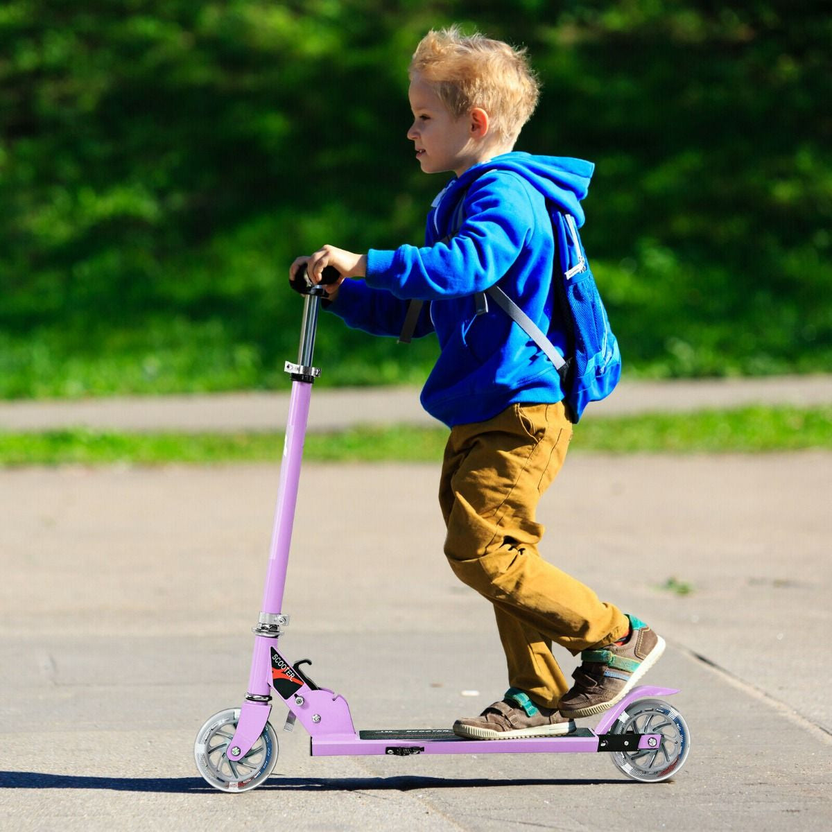 Aluminium Folding Stunt Scooter with LED Wheels – Kids T-Bar Kick Scooter