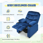 SEDOL Deluxe Larger Kids Recliner Armchair with Dual Cup Holders and Storage Pockets Premium Velvet Children’s Lounge Chair with 130° Adjustable Backrest & Pine Wood Frame