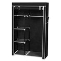 64" Portable Wardrobe – Foldable Clothes Storage Closet with Shelves & Hanging Rail (Black)