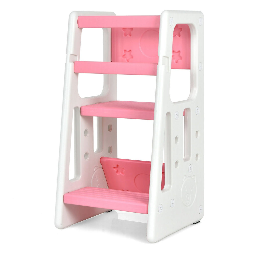 SEDOL 2-in-1 Convertible Toddler Learning Tower & High-Step Stool 3-Level Adjustable Height Kitchen Helper with Double Safety Rails and Anti-Slip EVA Pads – 65kg Capacity