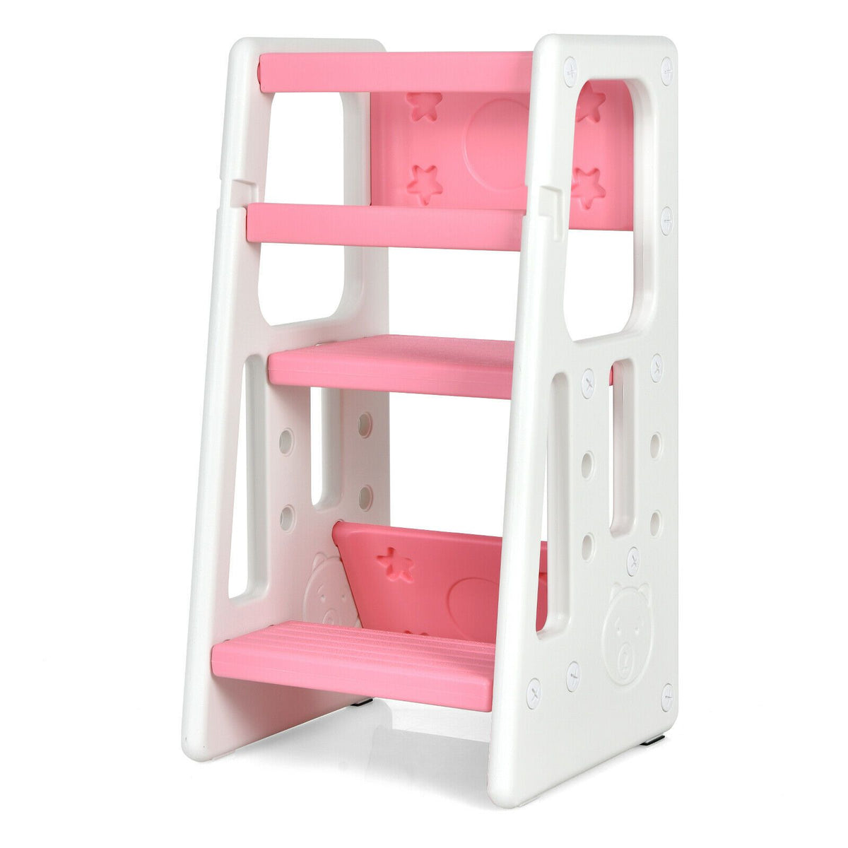 SEDOL 2-in-1 Convertible Toddler Learning Tower & High-Step Stool 3-Level Adjustable Height Kitchen Helper with Double Safety Rails and Anti-Slip EVA Pads – 65kg Capacity