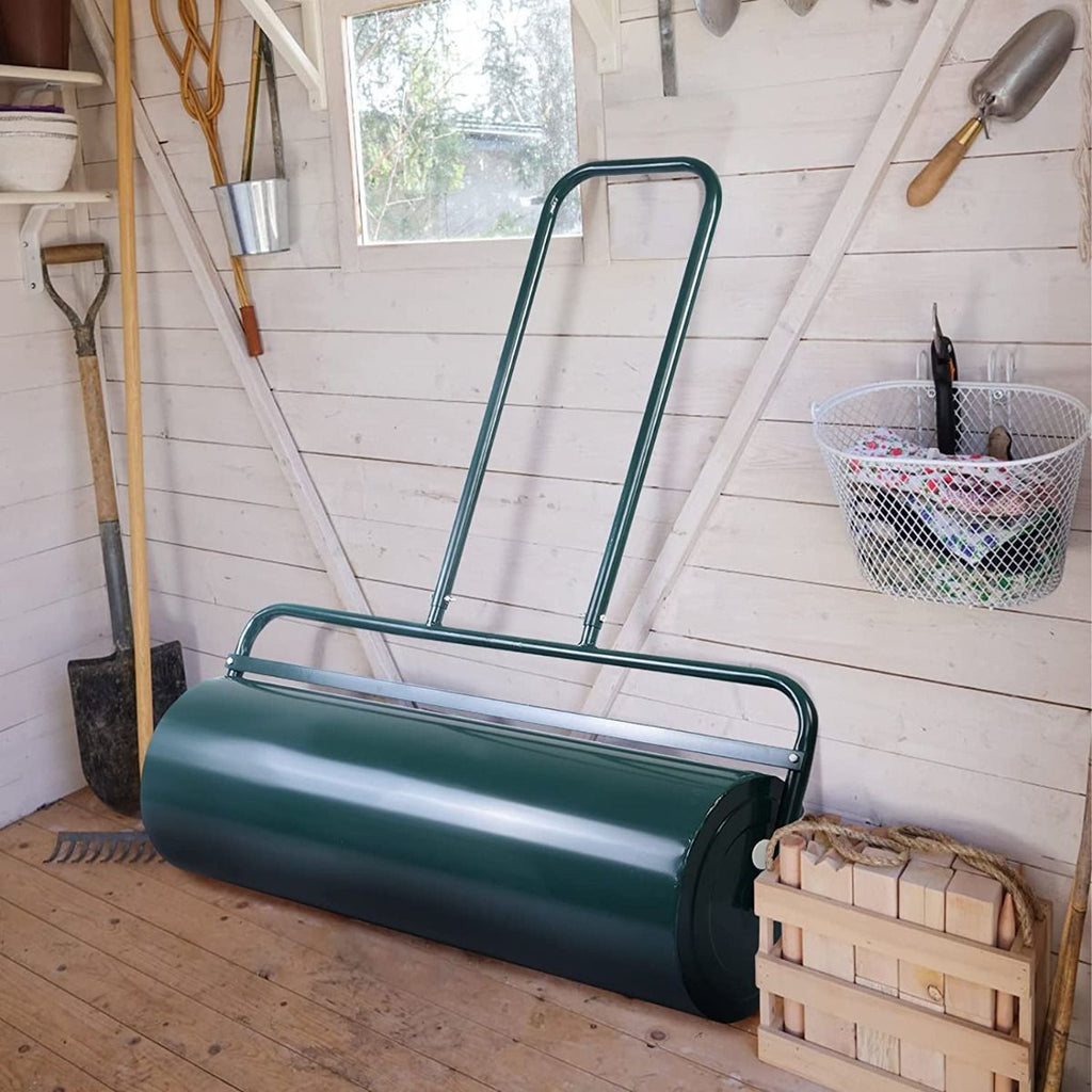63 L Heavy-Duty Lawn Roller – Steel Garden Grass Roller with U‑Handle & Drain Plug