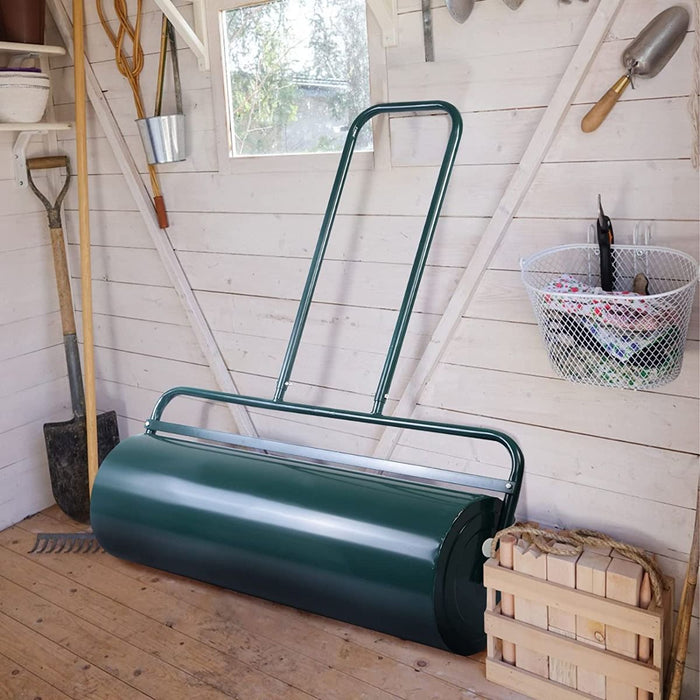 63 L Heavy-Duty Lawn Roller – Steel Garden Grass Roller with U‑Handle & Drain Plug