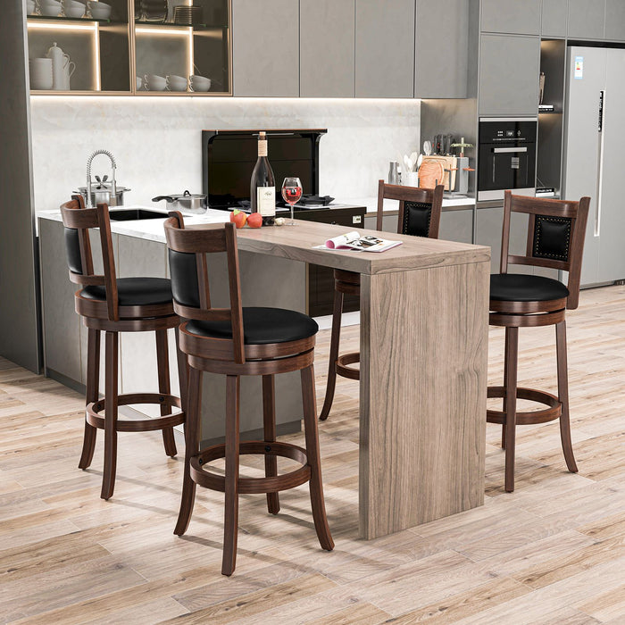 65/74 Cm Swivel Bar Stool Set of 2 with Curved Backrest