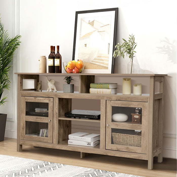 Living Room Console Table for Tvs with Wooden Fireplace and 2 Cabinets