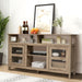 Living Room Console Table for Tvs with Wooden Fireplace and 2 Cabinets