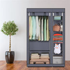 67" Portable Clothes Wardrobe – Fabric Closet with Hanging Rod (Grey)