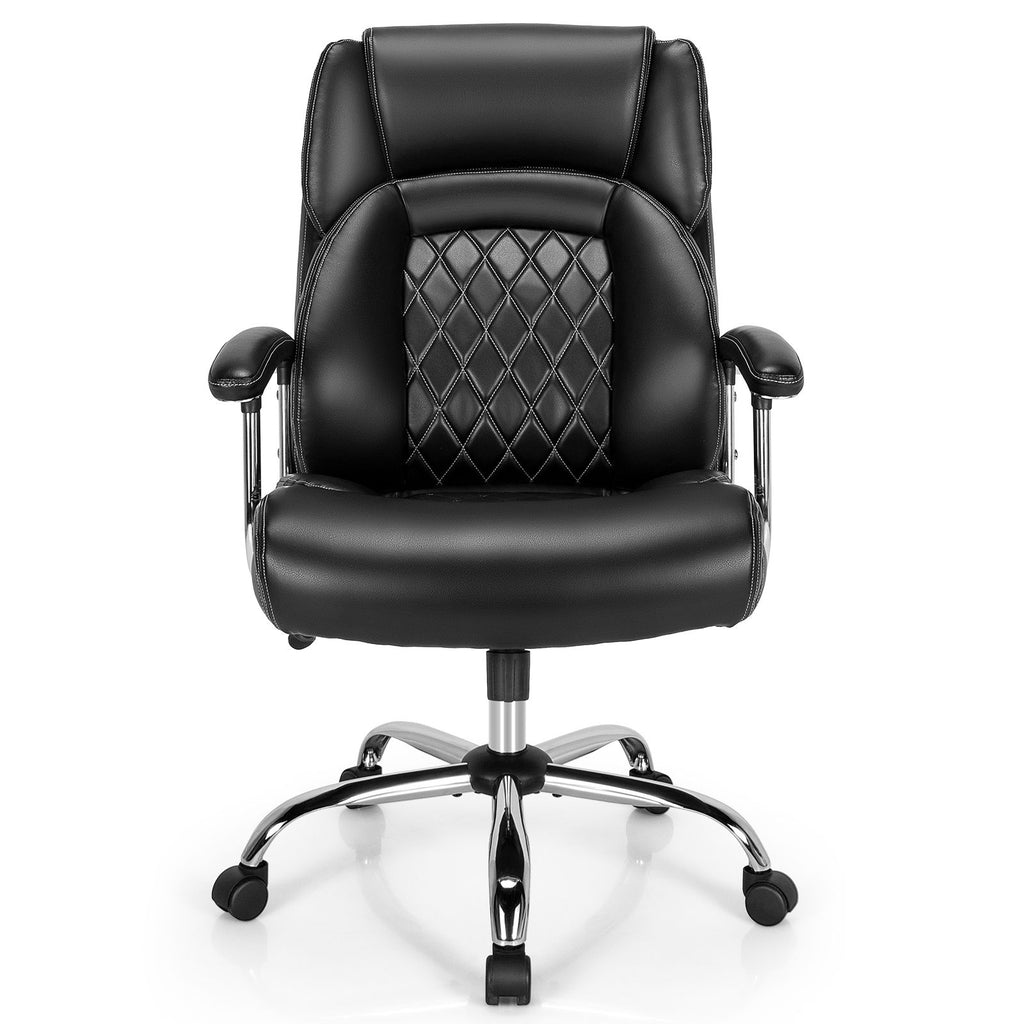 Leather Office Chair with Rocking Mode and Armrests