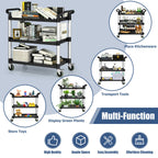 3-Tier Multifunctional Utility Cart with Flexible Wheels
