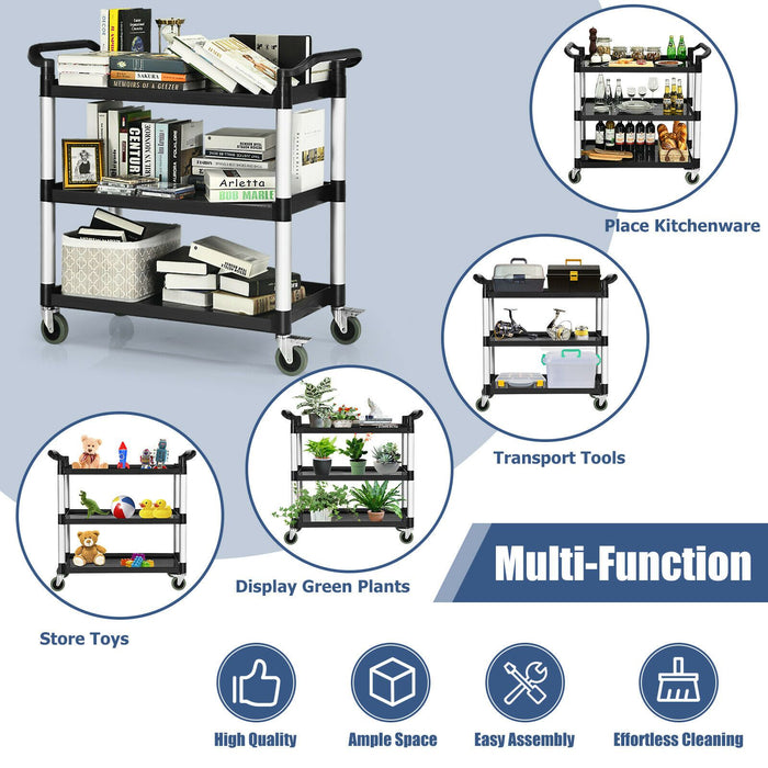 3-Tier Multifunctional Utility Cart with Flexible Wheels