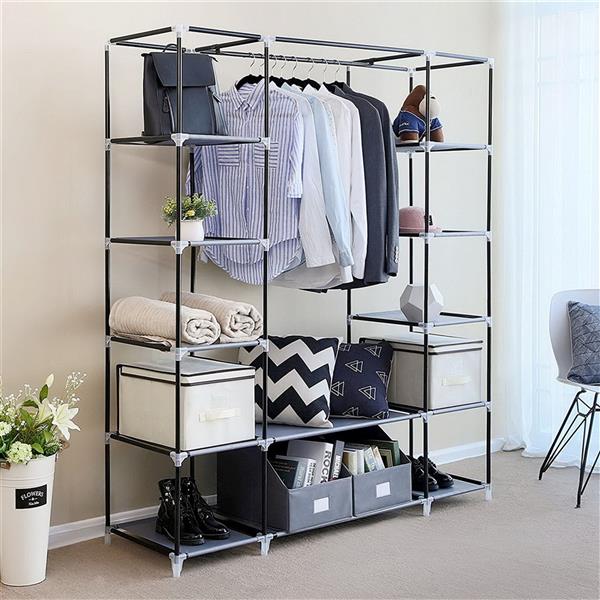 69" Portable Clothes Wardrobe – Non-Woven Fabric Closet Organiser (Black)