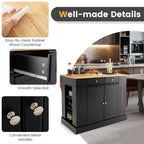 Drop-Leaf Kitchen Island with Extendable Worktop and Adjustable Shelves