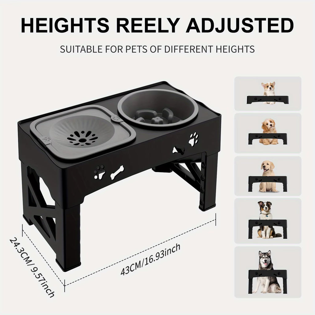 SEDOL Raised Dog Bowl Stand – Adjustable Double Pet Feeder with Elevated Bowls for Cats & Dogs, Foldable High Stand for Small, Medium & Large Pets