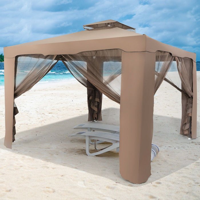 10x10ft Double-Tier Garden Gazebo with Vented Roof