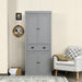 4-Door Tall Kitchen Cupboard Adjustable Shelves and Drawer