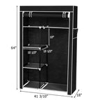 64" Portable Wardrobe – Foldable Clothes Storage Closet with Shelves & Hanging Rail (Black)