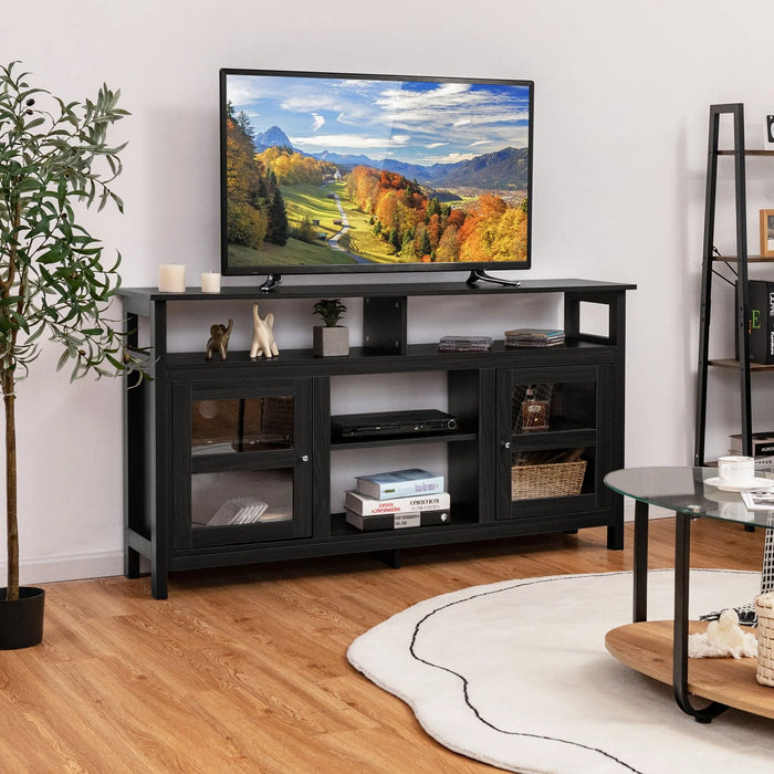 Living Room Console Table for Tvs with Wooden Fireplace and 2 Cabinets