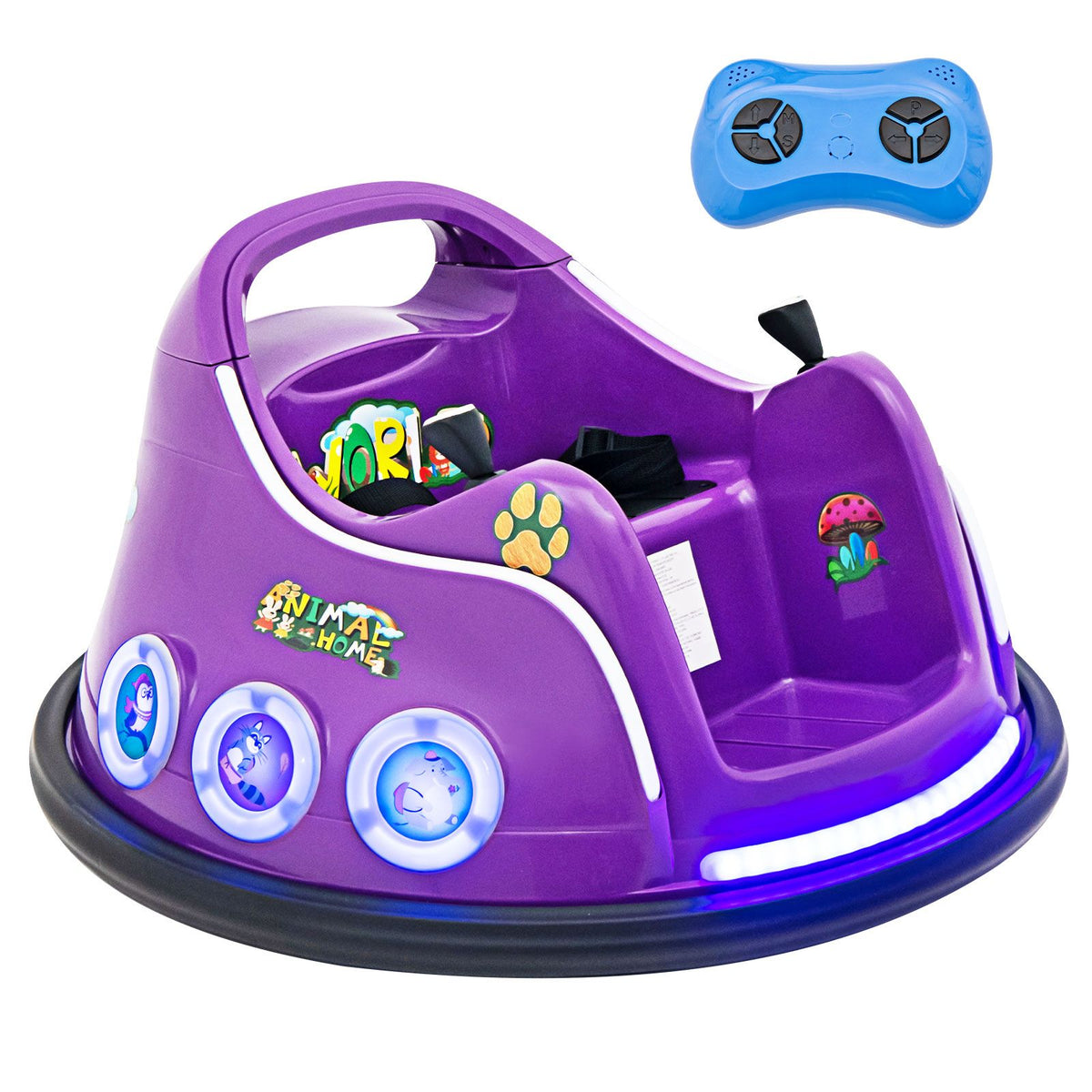 SEDOL 12V High-Performance Kids Bumper Car with 360° Rotation Parental Remote Control Wireless Bluetooth Audio and LED Light Show – 30kg Capacity