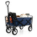 Heavy Duty Camping Garden Cart with Adjustable Handle and Drink Holders
