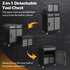 High-Capacity Rolling Tool Cabinet – Lockable Wheels, Metal 2‑in‑1 Chest & Base