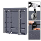 69" Portable Clothes Wardrobe – Non-Woven Fabric Closet Organiser (Grey)