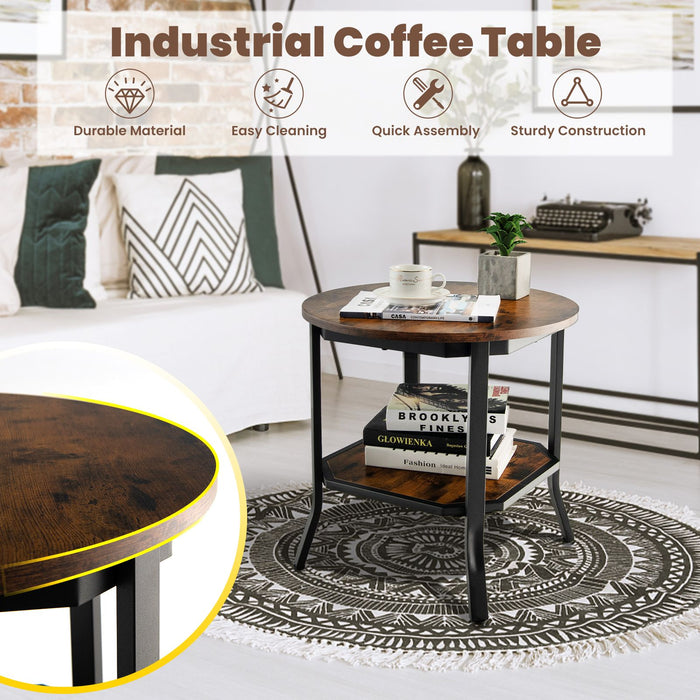 2-Tier Industrial round End Table