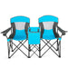 Double Folding Camping Chair with Canopy and Armrests