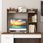 Wooden Desk Bookshelf with 4 Shelves and Open Back Compartment