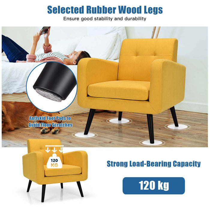 Mid-Century Modern Upholstered Accent Chair with Rubber Wood Legs