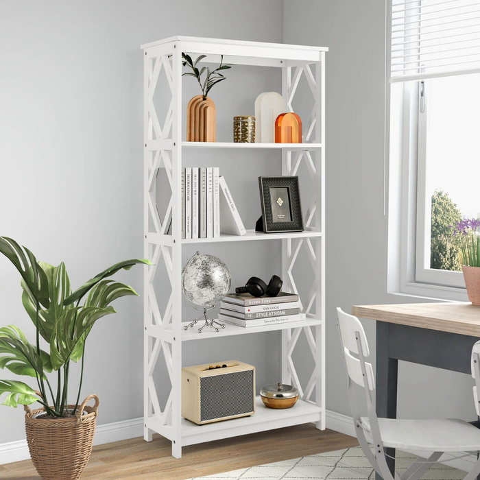 5-Tier Modern Bookcase with Open Shelves