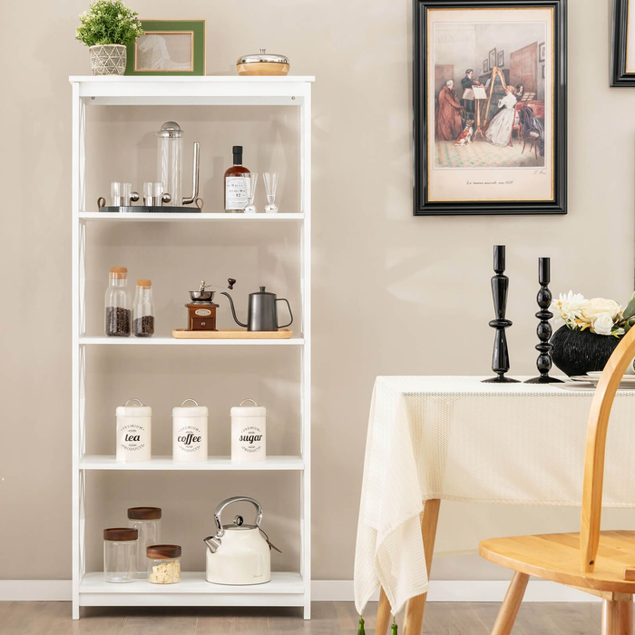 5-Tier Modern Bookcase with Open Shelves