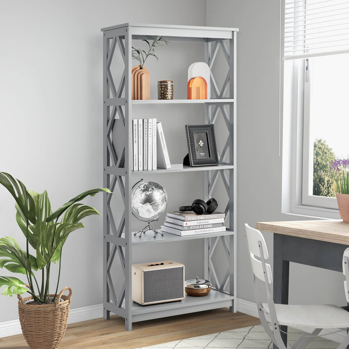 5-Tier Modern Bookcase with Open Shelves