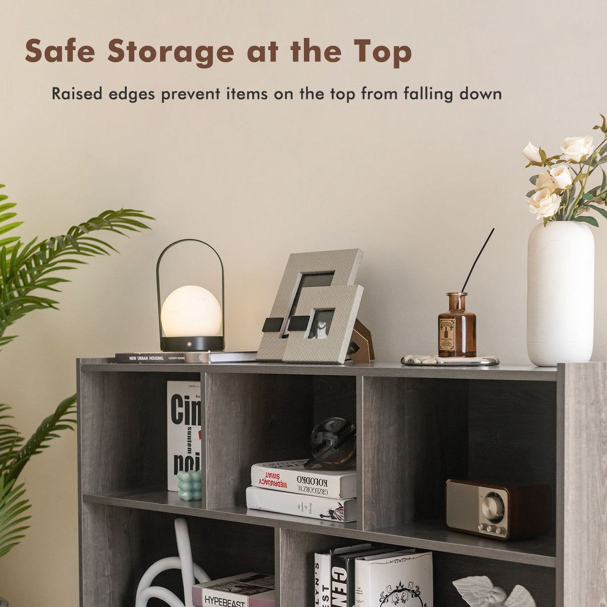3-Tier Wooden Cube Bookcase with 8 Compartments