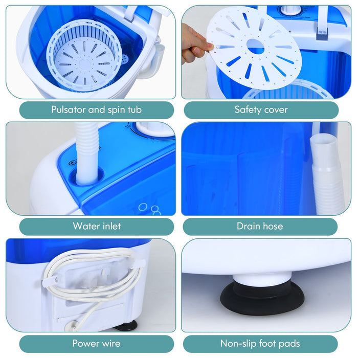 2-in-1 Mini Washer & Spin Dryer – Portable Semi-Auto Laundry for Flats, RVs, Dorms