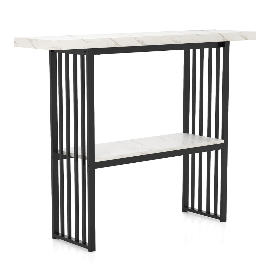 2-Tier Faux Marble Console Table for Entryway Living Room Bedroom