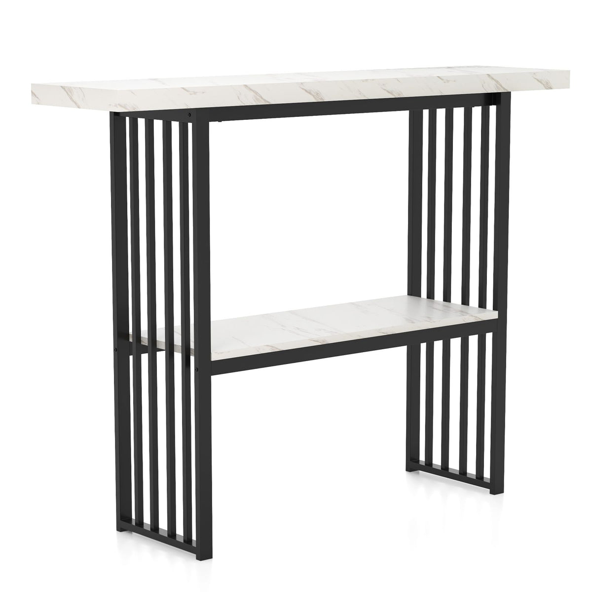 2-Tier Faux Marble Console Table for Entryway Living Room Bedroom